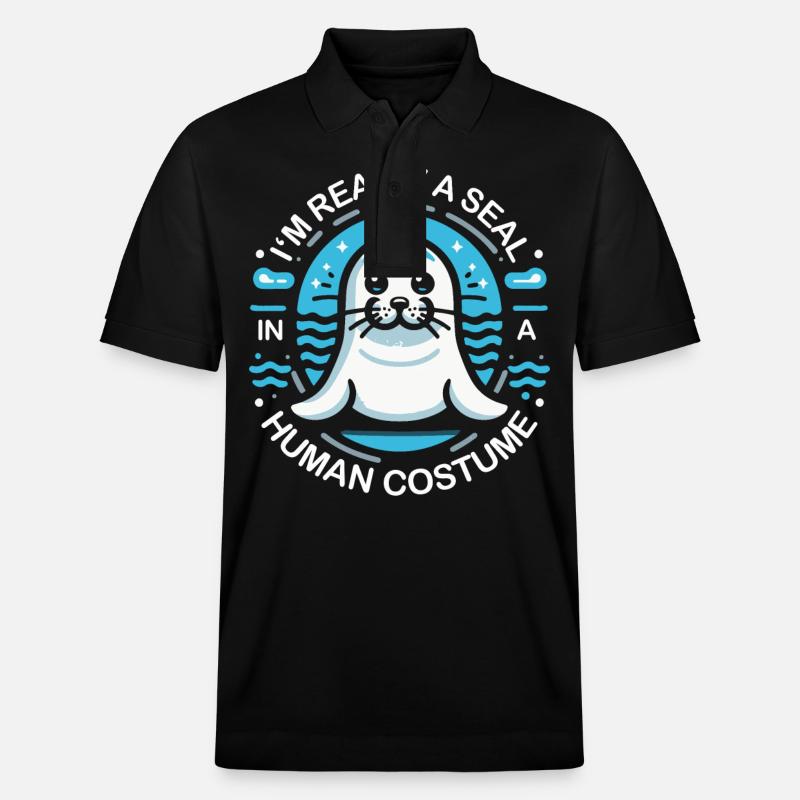 Robbe Robben Tier Seelöwe - Stanley/Stella Unisex Bio-Poloshirt PREPSTER - Schwarz