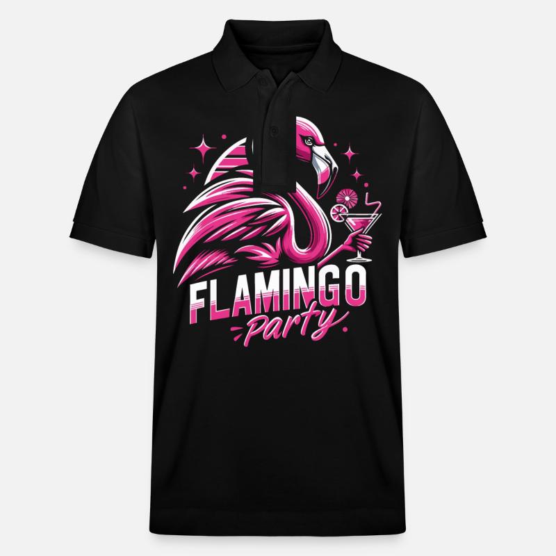 Flamant rose animal - Polo PREPSTER bio Stanley/Stella Unisexe - noir
