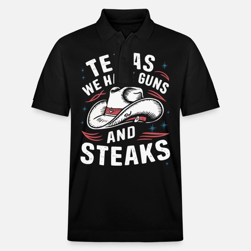 Texas State Texans Texas - Stanley/Stella Unisex Organic Polo Shirt PREPSTER - black