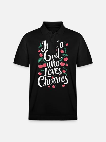 Kirsche Kirschen Früchte Essen - Stanley/Stella Unisex Bio-Poloshirt PREPSTER - Schwarz