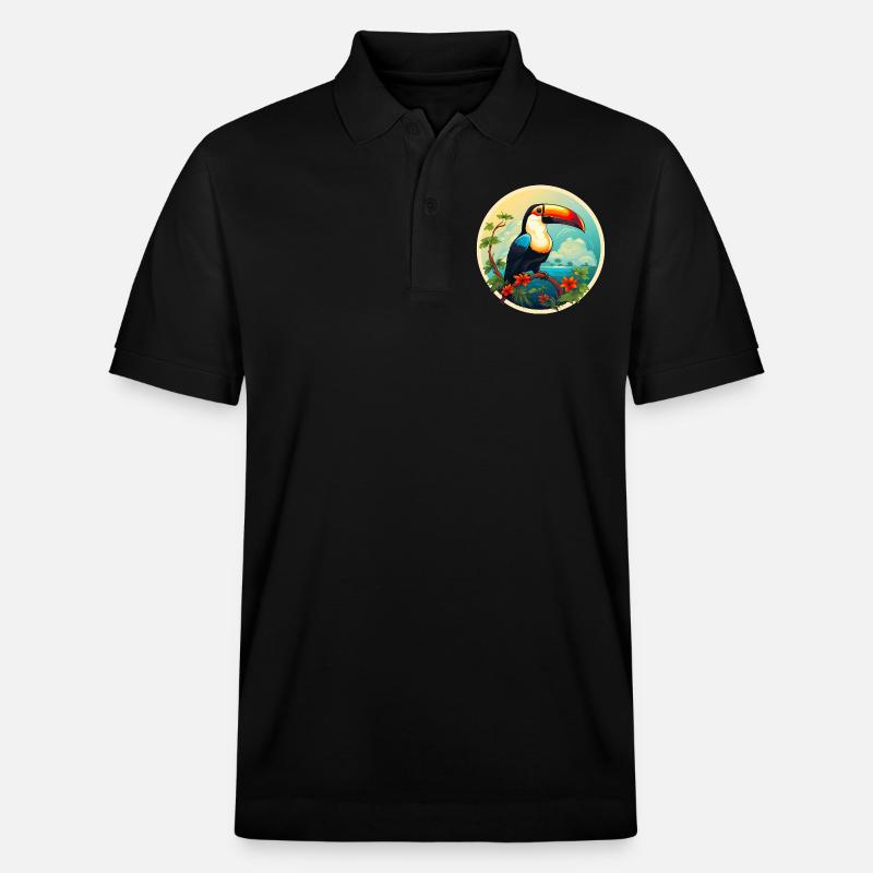 Toucan sur la plage - Polo PREPSTER bio Stanley/Stella Unisexe - noir