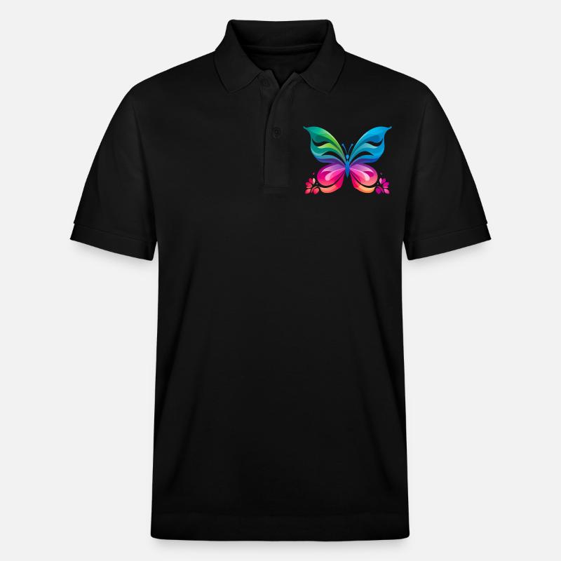Papillon arc-en-ciel - Polo PREPSTER bio Stanley/Stella Unisexe - noir