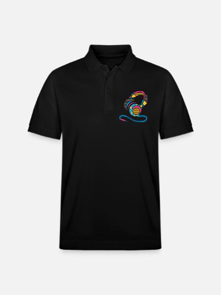 Headphones of patterns and stripes - Stanley/Stella Unisex Organic Polo Shirt PREPSTER - black