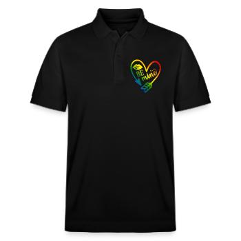 Valentinstag T-Shirt be mine Valentinstag - Stanley/Stella Unisex Bio-Poloshirt PREPSTER - Schwarz - Vorne - Roxy (174cm) & Andy (188cm)