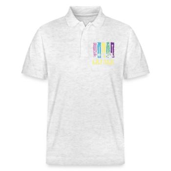 Grunge Guitar Color Pop Rock Vintage Style - Stanley/Stella Unisex Organic Polo Shirt PREPSTER - heather white - Front - Roxy (174cm) & Andy (188cm)