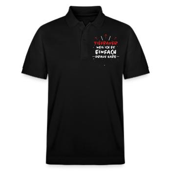 Tiefbauer Spruch Beruf Lustiges Tiefbauer Geschenk - Stanley/Stella Unisex Bio-Poloshirt PREPSTER - Schwarz - Vorne - Roxy (174cm) & Andy (188cm)