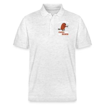 Kaffee und mein Biber Castor Canadensis Nord - Stanley/Stella Unisex Bio-Poloshirt PREPSTER - Weiß meliert - Vorne - Roxy (174cm) & Andy (188cm)