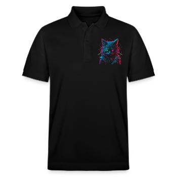 Neon Punk Hacker Katze - Stanley/Stella Unisex Bio-Poloshirt PREPSTER - Schwarz - Vorne - Roxy (174cm) & Andy (188cm)
