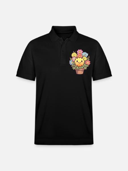 Joli bouquet kawaii - Polo PREPSTER bio Stanley/Stella Unisexe - noir