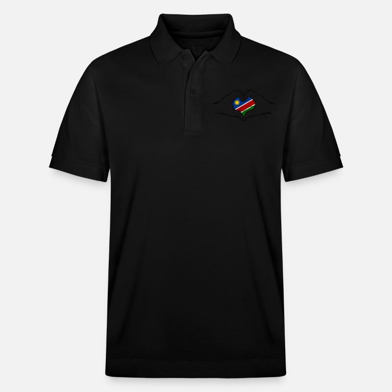 Namibia Flagge Herzform used - Stanley/Stella Unisex Bio-Poloshirt PREPSTER - Schwarz