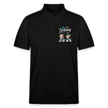 Schulanfänger - Stanley/Stella Unisex Bio-Poloshirt PREPSTER - Schwarz - Vorne - Roxy (174cm) & Andy (188cm)