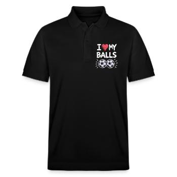 J’adore le design de mes ballons de football - Polo PREPSTER bio Stanley/Stella Unisexe - noir - Devant - Roxy (174cm) & Andy (188cm)