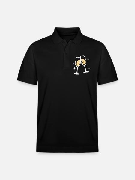 Sektglas Prosecco Sekt Alkohol Prost - Stanley/Stella Unisex Organic Polo Shirt PREPSTER - black