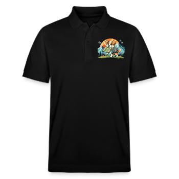 Hiking Dog - Stanley/Stella Unisex Organic Polo Shirt PREPSTER - black - Front - Roxy (174cm) & Andy (188cm)