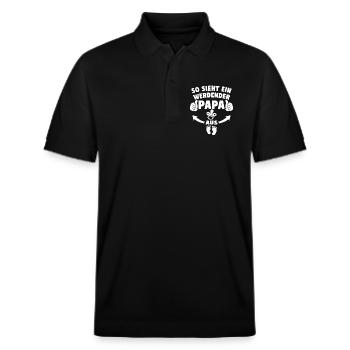 So sieht ein werdender Papa aus - Stanley/Stella Unisex Bio-Poloshirt PREPSTER - Schwarz - Vorne - Roxy (174cm) & Andy (188cm)