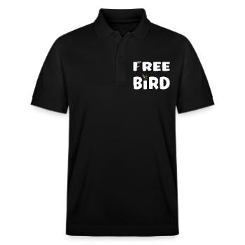 Free Bird - frei wie ein Vogel - Stanley/Stella Unisex Bio-Poloshirt PREPSTER - Schwarz - Vorne - Roxy (174cm) & Andy (188cm)