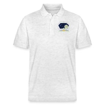 Into Another Dimension Alien UFO - Stanley/Stella Unisex Organic Polo Shirt PREPSTER - heather white - Front - Roxy (174cm) & Andy (188cm)