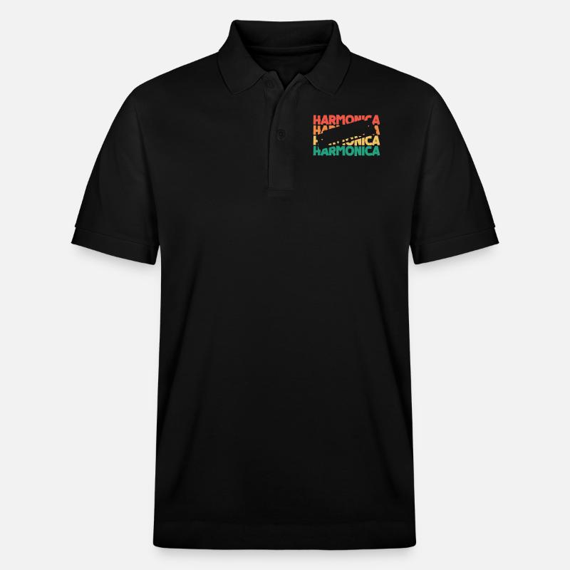 Harmonica Retro Text Harmonist Harmonicist - Stanley/Stella Unisex Organic Polo Shirt PREPSTER - black