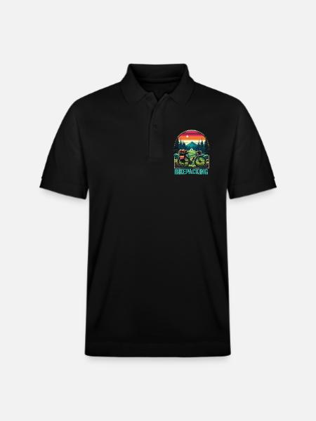 Bikepacking Sunset Trail - Stanley/Stella Unisex Organic Polo Shirt PREPSTER - black
