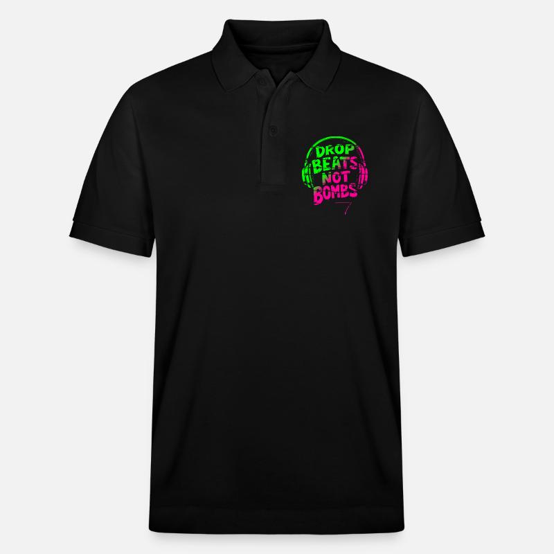 Drop Beats Not Bombs green pink - Stanley/Stella Unisex Bio-Poloshirt PREPSTER - Schwarz