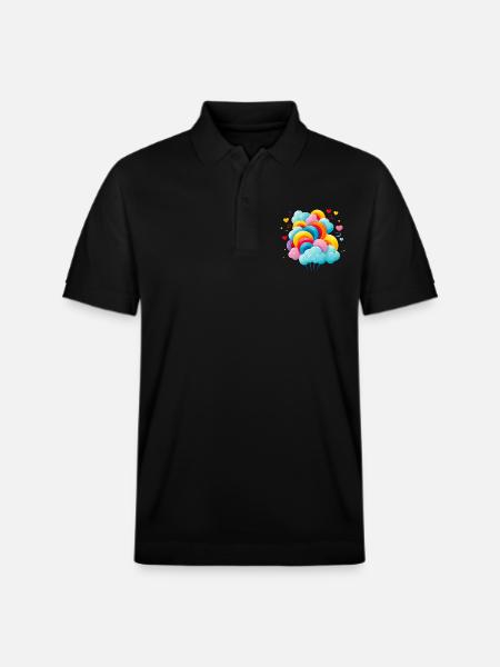 bunte Zuckerwatte Wolken - Stanley/Stella Unisex Bio-Poloshirt PREPSTER - Schwarz