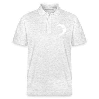 Serpent mystique: symbole de la déesse sur le croissant de lune - Polo PREPSTER bio Stanley/Stella Unisexe - blanc chiné - Devant - Roxy (174cm) & Andy (188cm)
