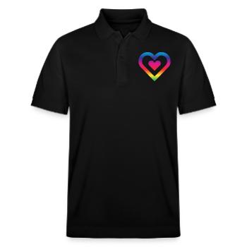 Cœur arc-en-ciel Homosexualité Amour LGBT - Polo PREPSTER bio Stanley/Stella Unisexe - noir - Devant - Roxy (174cm) & Andy (188cm)