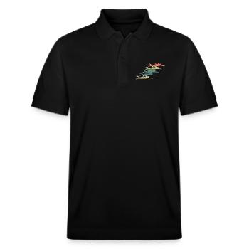 Schwimmen Schwimmer Vintage - Stanley/Stella Unisex Bio-Poloshirt PREPSTER - Schwarz - Vorne - Roxy (174cm) & Andy (188cm)