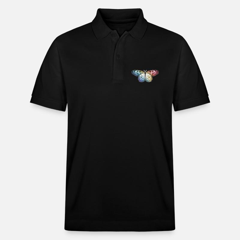 Schmetterling Regenbogen - Stanley/Stella Unisex Bio-Poloshirt PREPSTER - Schwarz