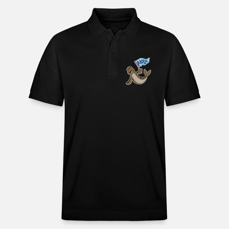 Robbe mit Moin Flagge - Stanley/Stella Unisex Bio-Poloshirt PREPSTER - Schwarz