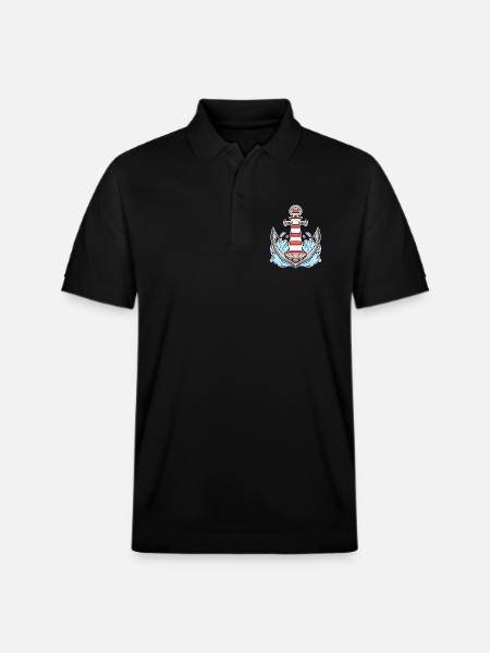 Anchor Lighthouse Mix Motif - Stanley/Stella Unisex Organic Polo Shirt PREPSTER - black