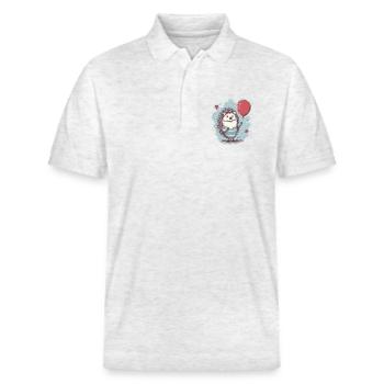 süsser Igel mit Luftballon - Stanley/Stella Unisex Bio-Poloshirt PREPSTER - Weiß meliert - Vorne - Roxy (174cm) & Andy (188cm)