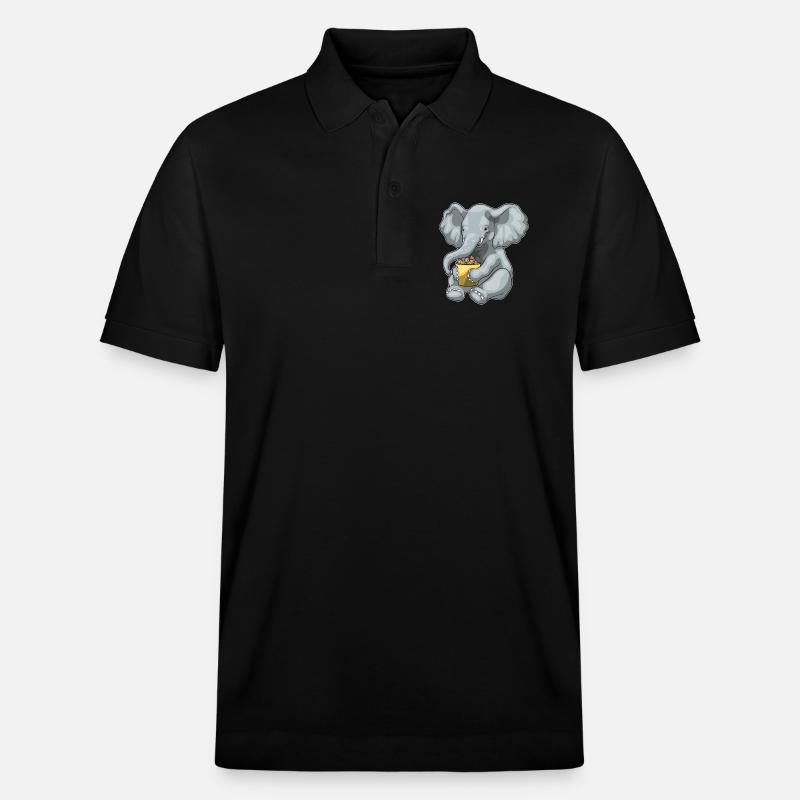 Elefant Erdnüsse - Stanley/Stella Unisex Bio-Poloshirt PREPSTER - Schwarz