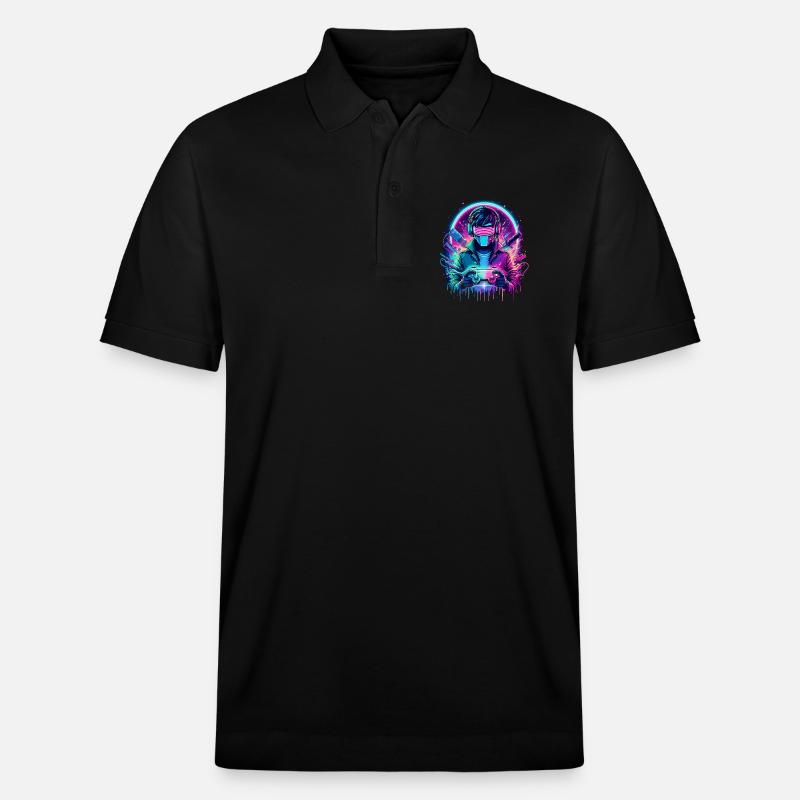 Neon Cyber Controller - Retro Gaming Power - Stanley/Stella Unisex Bio-Poloshirt PREPSTER - Schwarz