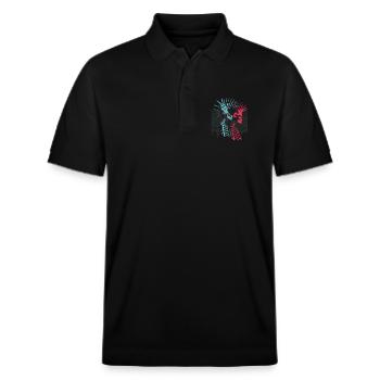 Neon Punk Rock Schädel City Skyline - Stanley/Stella Unisex Bio-Poloshirt PREPSTER - Schwarz - Vorne - Roxy (174cm) & Andy (188cm)