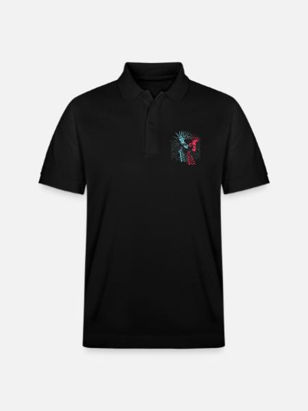 Neon Punk Rock Skulls City Skyline - Stanley/Stella Unisex Organic Polo Shirt PREPSTER - black