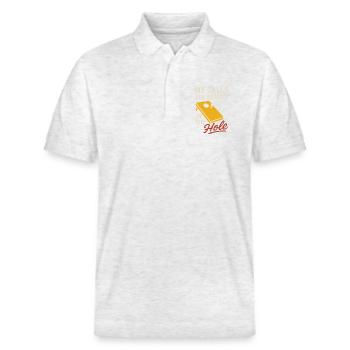 Cornhole Refere Offizielles Schiedsrichter - Stanley/Stella Unisex Bio-Poloshirt PREPSTER - Weiß meliert - Vorne - Roxy (174cm) & Andy (188cm)