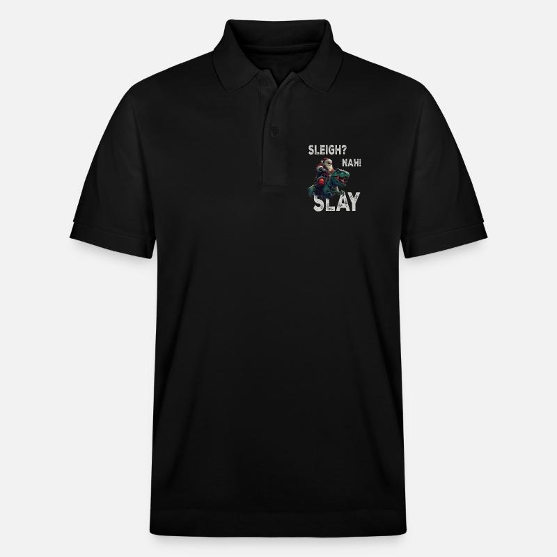 Weihnachtsmann Dino T-Rex - Stanley/Stella Unisex Bio-Poloshirt PREPSTER - Schwarz