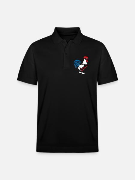 Vibrant blue red rooster - Stanley/Stella Unisex Organic Polo Shirt PREPSTER - black