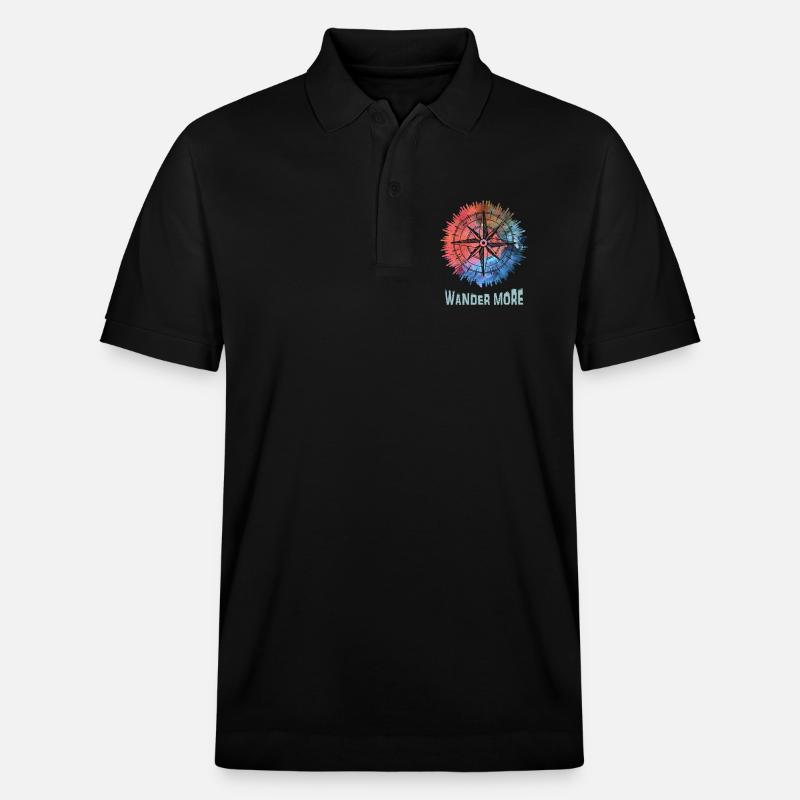 Wander More Compass Tie-Dye - Polo PREPSTER bio Stanley/Stella Unisexe - noir