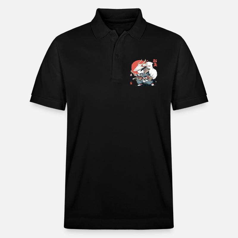 Samurai-Eichhörnchen, japanischer Krieger, Ukiyo-e-Stil Su - Stanley/Stella Unisex Bio-Poloshirt PREPSTER - Schwarz