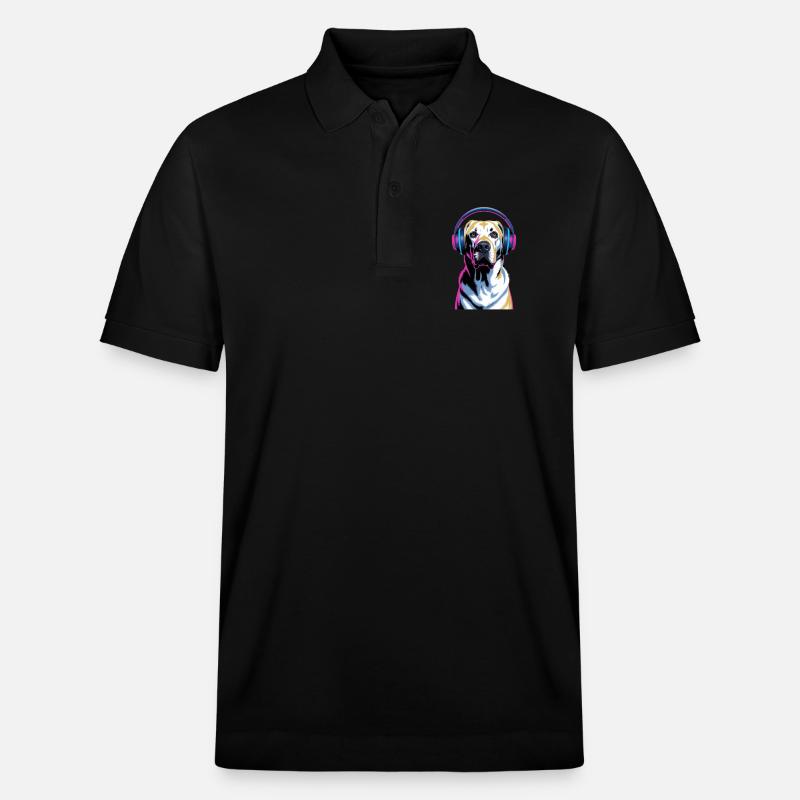 Labrador mit Kopfhörern - Stanley/Stella Unisex Bio-Poloshirt PREPSTER - Schwarz