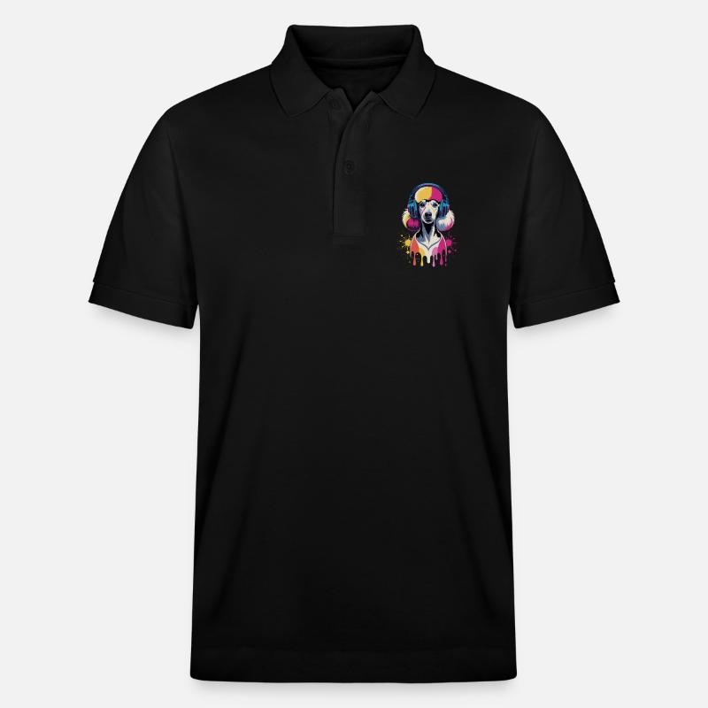 Pudel mit Kopfhörer - Stanley/Stella Unisex Bio-Poloshirt PREPSTER - Schwarz