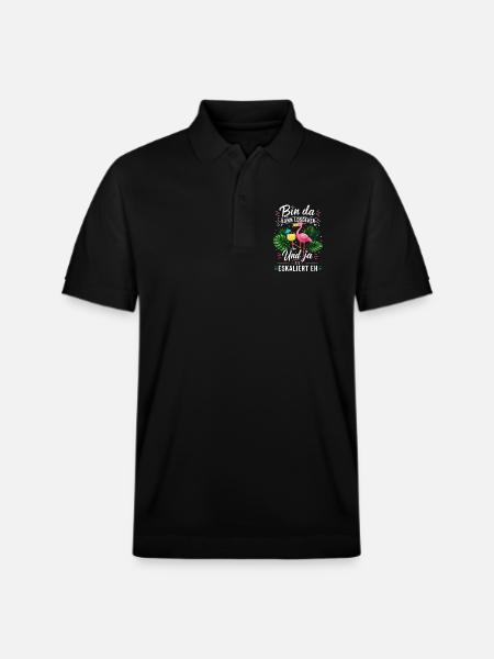 Bin da Eskaliert Flamingo Party - Stanley/Stella Unisex Bio-Poloshirt PREPSTER - Schwarz