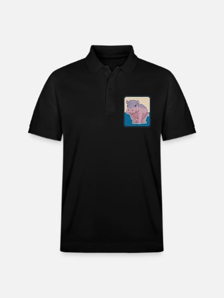 Hippo Baby Hippo Hippo Gift - Stanley/Stella Unisex Organic Polo Shirt PREPSTER - black