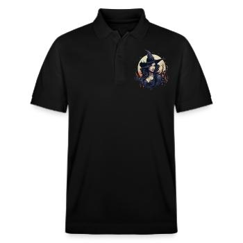 Sorcière élégante au clair de lune: Halloween avec magie - Polo PREPSTER bio Stanley/Stella Unisexe - noir - Devant - Roxy (174cm) & Andy (188cm)