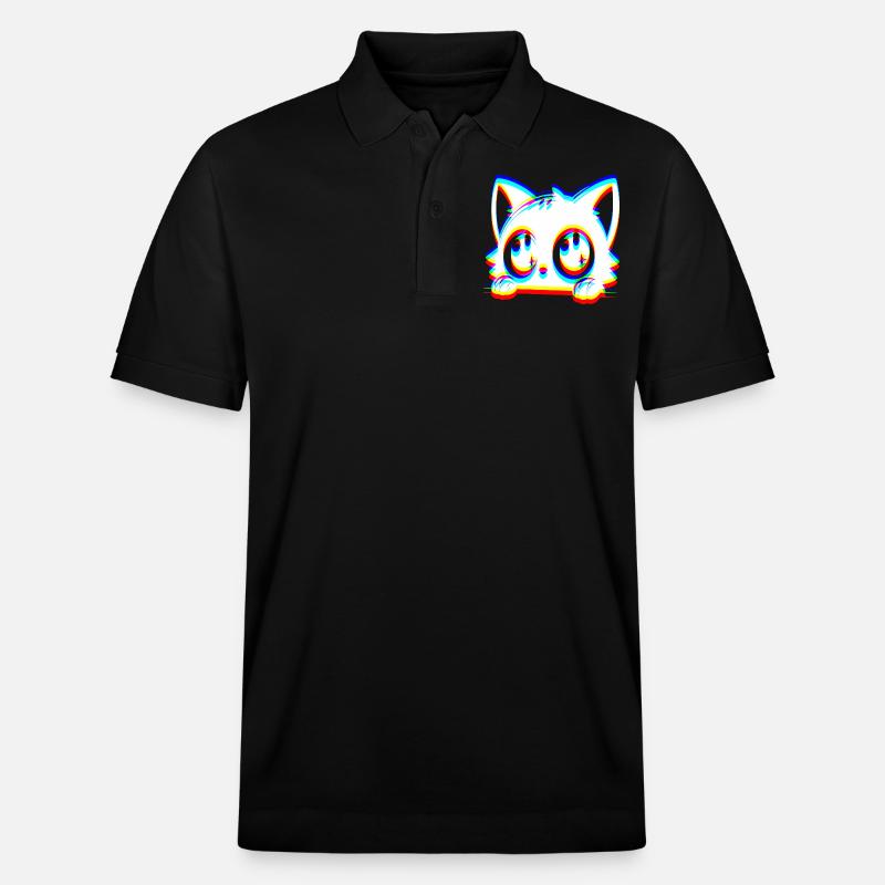 EDM Katze Glitch Style - Stanley/Stella Unisex Bio-Poloshirt PREPSTER - Schwarz