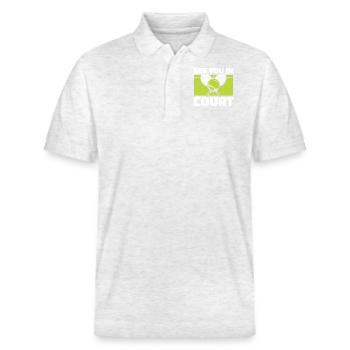 See You In Court Tennis Racket Tennis Coach - Stanley/Stella Unisex Organic Polo Shirt PREPSTER - heather white - Front - Roxy (174cm) & Andy (188cm)