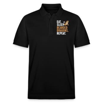 Eat Sleep Bearded Dragons Repeat Pogona Pet - Stanley/Stella Unisex Organic Polo Shirt PREPSTER - black - Front - Roxy (174cm) & Andy (188cm)
