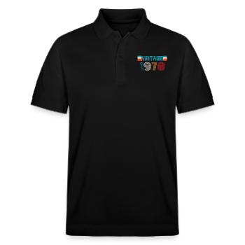 1978 Birthday Vintage - Stanley/Stella Unisex Organic Polo Shirt PREPSTER - black - Front - Roxy (174cm) & Andy (188cm)